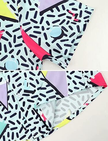 Arssm Mens 2 Pieces Vintage Shirts and Shorts Set 80s 90s Outfit Button Down Beach Suit Quick Dry for Vintage Halloween Party in Kuwait