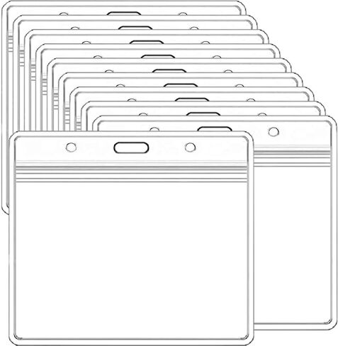 10 Pcs Badge Holder ID Card Holder,Waterproof Name Badge Holders, Clear Horizontal Card Badge Holder in Saudi Arabia