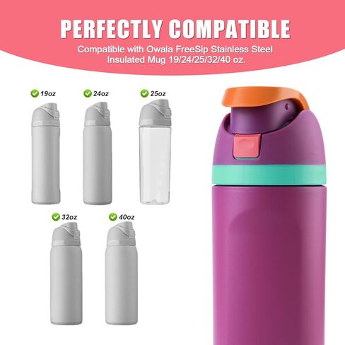 قطعتان من زر الاستبدال متوافق مع Owala FreeSip 24oz 32oz، غطاء زجاجة مياه بالفم، مفتاح دفع علوي، سدادة سدادة علوية لملحقات Owala 19/24/32/40oz، أزرق داكن in Kuwait