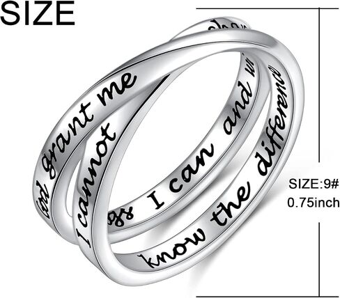 925 Sterling Silver Inspirational Ring I am Enough Rings/God Grant Me The Serenity for Women Girls Size 6-9 in Kuwait
