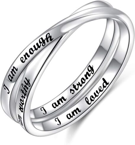 925 Sterling Silver Inspirational Ring I am Enough Rings/God Grant Me The Serenity for Women Girls Size 6-9 in Kuwait