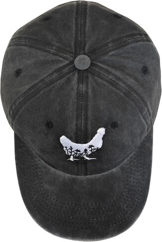 Women's Floral Chicken Hat Vintage Distressed Embroidered Adjustable Washed Dad Baseball Cap in Saudi Arabia