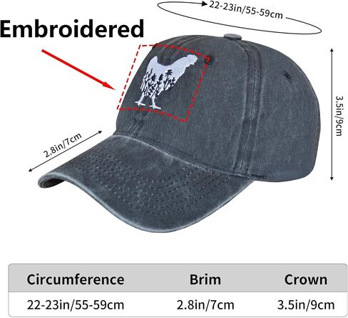 Women's Floral Chicken Hat Vintage Distressed Embroidered Adjustable Washed Dad Baseball Cap in Saudi Arabia
