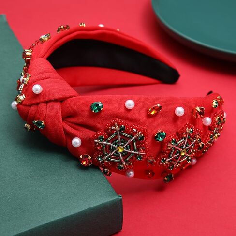 Christmas Headband Rhinestone Crystal Jeweled Knotted Head Band Christmas Holiday Party Costume Accessories Gift in Kuwait