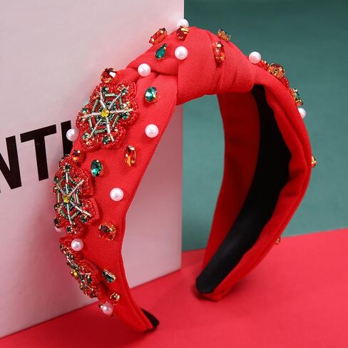 Christmas Headband Rhinestone Crystal Jeweled Knotted Head Band Christmas Holiday Party Costume Accessories Gift in Kuwait