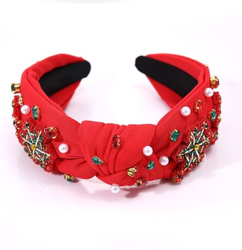 Christmas Headband Rhinestone Crystal Jeweled Knotted Head Band Christmas Holiday Party Costume Accessories Gift in Kuwait