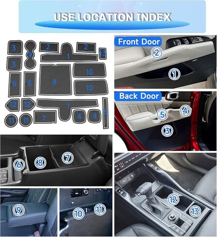SXCY for 2021-2025 Kia Sorento Accessories Cup Holder Inserts Liner 2024 2025 Sorento Door Slot Mats 2025 Sorento Accessories Center Console Liners (7-Passenger Seats Only for LX/S Trim) (White) in Kuwait