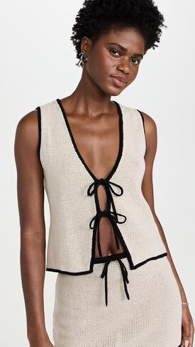 Onia Women's Linen Knit Tie Front Tank in Saudi Arabia