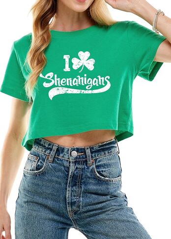 Funny St Patricks Day Outfits Shirt Women Sexy Saint Patricks Day Shamrock Clover Crop Tops for Teen Girls in Kuwait
