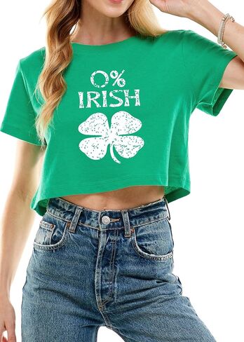 Funny St Patricks Day Outfits Shirt Women Sexy Saint Patricks Day Shamrock Clover Crop Tops for Teen Girls in Kuwait