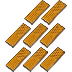X AUTOHAUX 8 Pcs Rectangular Stick-on Safety Spoke Reflective Self Adhesive Reflector for Gate Posts Cars Trailer Motorcycle Trucks Boat Bicycle Bike Orange