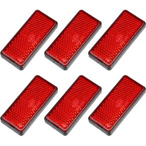 X AUTOHAUX 6 Pcs Rectangular Stick-on Safety Spoke Reflective Self Adhesive Reflector for Gate Posts Cars Trailer Motorcycle Trucks Boat Bicycle Bike Red