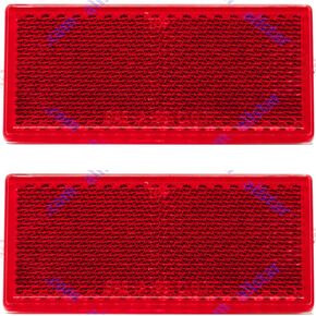 [ALL STAR TRUCK PARTS] 3-1/8" Rectangular Stick On Reflector - Trailers, Trucks, Automobiles, Mail Boxes, Boats, SUV's, RV's, Industrial Strong Adhesive DOT/SAE Approved (Red, 10)