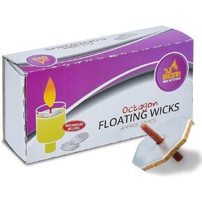 Octagon Shaped Floating Replacement Candle Wicks - Floating Oil Wicks - 1 Pack of 50 Pcs