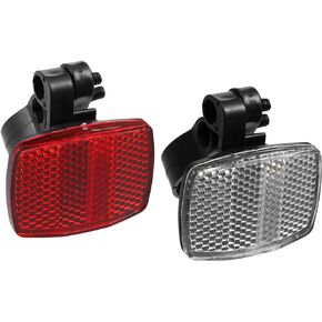 X AUTOHAUX 2pcs Bicycle Front Rear Reflector Kit Mountain Bike Safety Warning Reflectors for Handlebar Seatpost and Night Cycling Red and White