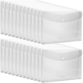 24 Packs Expandable Plastic Envelopes Poly Envelopes with Snap Button, Document File Folder Organizer for Work, Office, School, Legal Size, 6 Colors