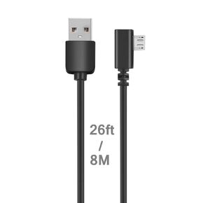 سلك كابل USB ميكرو بزاوية 90 درجة متوافق مع Garmin Dash CAM Mini، Mini 2، Tandem، 66 وات، في سلك شحن السيارة (26 قدمًا أسود)