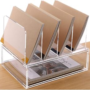 Desk Organizers and Accessories, Acrylic Desk Organizer with Drawer, Office Supplies Organization Storage, Clear Acrylic File Organizer for Desk - 1 Pack