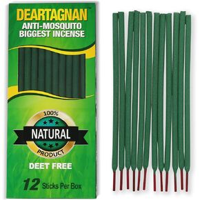 Mosquito Incense Repellent Sticks with Natural Ingredients Citronella, Lemongrass and Rosemary Oil Non Toxic and DEET Free. Anti- Mosquitos Repellent Incense Sticks use Outdoor
