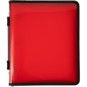 JAM PAPER Plastic Zipper 1 inch Binder - Blue 3 Ring Binder - Sold Individually