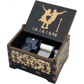 La La Land Music Box Wind Up, 18 Note Mechanism Antique Carved Music Box (La La Land)