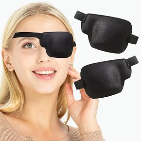 2Pcs 3D Eye Patches for Adults, Adjustable Medical Eyepatch for Lazy Eye, Large Black(Left and Right)