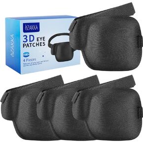 eZAKKA 3D Eye Patches for Adults Kids Right Eye, 4 Pieces Medical Eyepatch for Lazy Eye Amblyopia Strabismus and After Surgery, Black (Right)