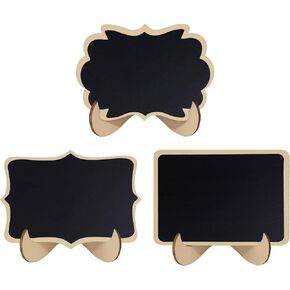 3 Pcs Small Chalkboards Signs, 3 Shapes Kinds of Mini Chalkboard, for Food Name Cards or Tags, Table Signs, Weding Signs with Wooden Stand