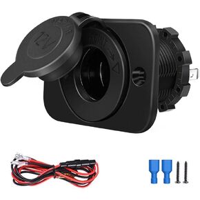 1-Pack Cigarette Lighter Socket, 12V Power Outlet Receptacle for Car Marine Motorcycle ATV RV, with Wire Fuse DIY Kit by Riseuvo