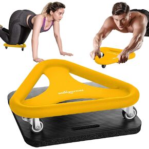 Abdominal & Core Coaster Strength Workout Trainer, Ab Wheel Roller Exercise Machine with Knee Mat for Home Gym Workout Fitness.