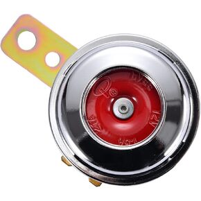 GOOFIT 12V 1.5A 100DB Brushed Chrome Universal Motorcycle Electric Horns Waterproof Round Loud Speaker for Scooter Moped Dirt Bike ATV