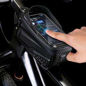 EVA waterproof bracket front frame tube handlebar bike accessories bag, bicycle front frame bag, bicycle waterproof phone seat bag, handlebar bag, storage bag, touch screen, large capacity, 6.8 inches