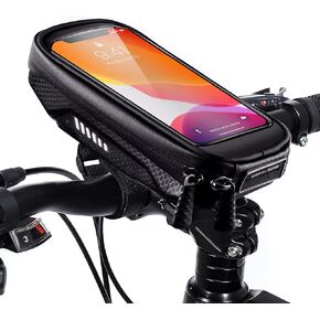 HUANLANG Bike Phone Mount Bag Bike Front Frame Top Tube Handlebar Bags Waterproof Bicycle Cell Phone Mount Case with Touch Screen Phone Holder for Bike Bag Shockproof,Bike Pouch for Phone Below 6.7"
