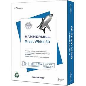 Hammermill Printer Paper, Great White 30% Recycled Paper, 8.5 x 11 - 92 Bright, Made in the USA, 086820C - 3 Ream (1,500 Sheets)