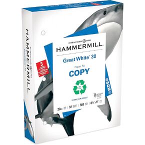 Hammermill Printer Paper, Great White 30% Recycled Paper, 8.5 x 11 - 92 Bright, Made in the USA, 086820C - 3 Ream (1,500 Sheets)