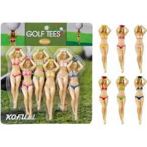 KOFULL Colored Golf Tees, 3 inch Golf Practice Novelty Tees, White Elephant Stocking Stuffer Gifts for Golfer Fun Gift, 6 Pcs