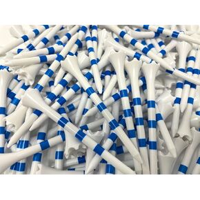 NorthPointe 3 ¼" Golf Tees Plastic – White/Blue Stripes - 100 Plastic Golf Tees in Bulk