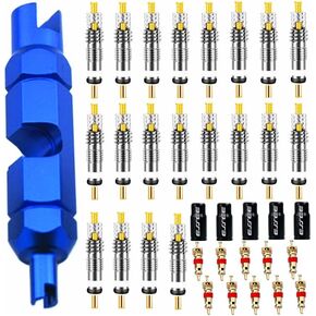 Valve Core Remover Tool Kit Bike and Car Valve Core Repair Tool with No-Leak Replacement Presta Valve core and Schrader Valve Core