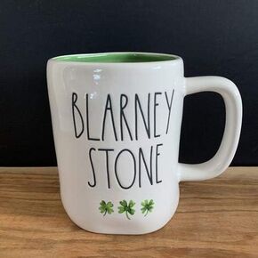 Rae Dunn TOP'O THE MORNING Mug Cup Saint Patrick's Day Green inside - double sided - ceramic