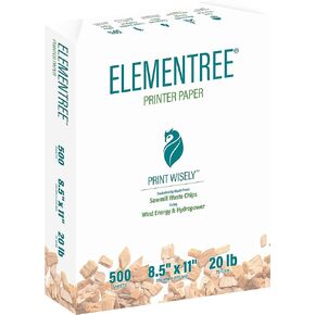 Elementree Sustainable Printer Paper Case, 8.5 x 11 White, 5 Reams, 2500 Sheets of 20lb Printing Paper, Made in the USA (00918C)
