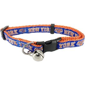 Pets First NBA NY Knicks CAT Collar Adjustable Break-Away Collar for Cats with Licensed Team Name & Logo. Cute & Fashionable Basketball Sports Cat Collar with Metal Jingle Bell, Team Color (KNX-5010)