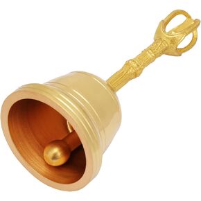 Retro Brass Hand Bell, Small Volume, Easy to Carry, Clear Audible Sound for Peaceful, Feng Shui Taoist Instrument