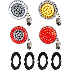 NTHREEAUTO 1157 LED Turn Signals Front Rear Turn Signal Diode Bulbs Compatible with Harley Dyna Softail Sportster Touring Road King Iron 883 Street Glide 1986-2023