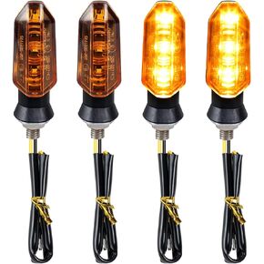 QUASCO 4PCS Universal Motorcycle Turn Signals Front Rear LED Turn Signal Light Sequential Amber Blinkers for Motorbike Scooter Quad Cruiser Off Road Touring