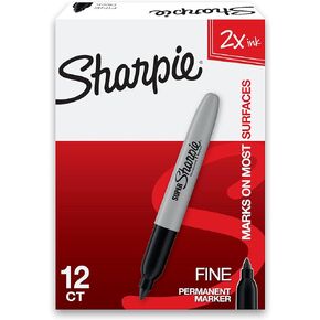 Sharpie Super Permanent Markers, Fine Point, Black, 12 Count