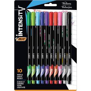 BIC Intensity Fineliner Marker Pen, Medium Point (0.7mm), Assorted Colors, 10 Count, Bold and Smooth Writing