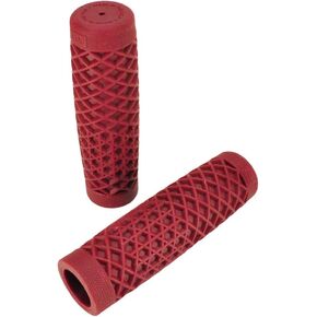 Vans"Waffle" Pattern Rubber Motorcycle Grips - OXBLOOD RED - Sold as a pair for 1" bars - Made In The USA (RED1")