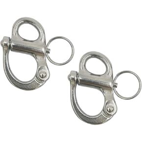 Douzime 2 Inches Fixed Bail Snap Shackle for Bracelet Sail Boat Yacht 316 Stainless Steel Silver 2 Pack