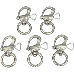 316 Stainless Steel Swivel Snap Shackles Marine Bail Shackles with Quick Release Pin for Boat, Dogleash, Bracelet, Camera of 5 Pcs