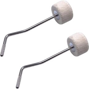 2 Pieces White Felt Kick Drum Mute Beater Mute Pad Pedal Beater for Bass Drum Silent Practice Percussion Instrument Accessories